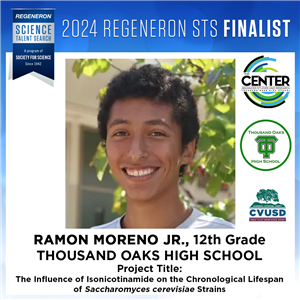  TOHS Scholar, Ramon Moreno Jr. Named Top 40 High School Scientist in Prestigious Regeneron Science 